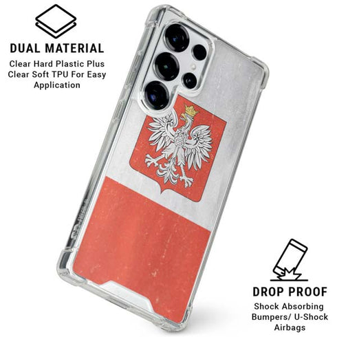 Poland Flag Distressed Galaxy S25 Ultra Clear Case